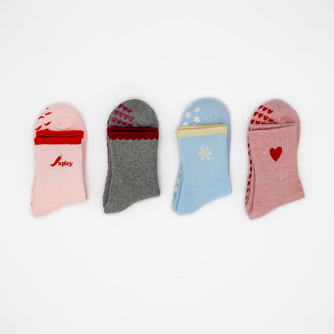 Pilates Grip Socks V2 - 4 Pack