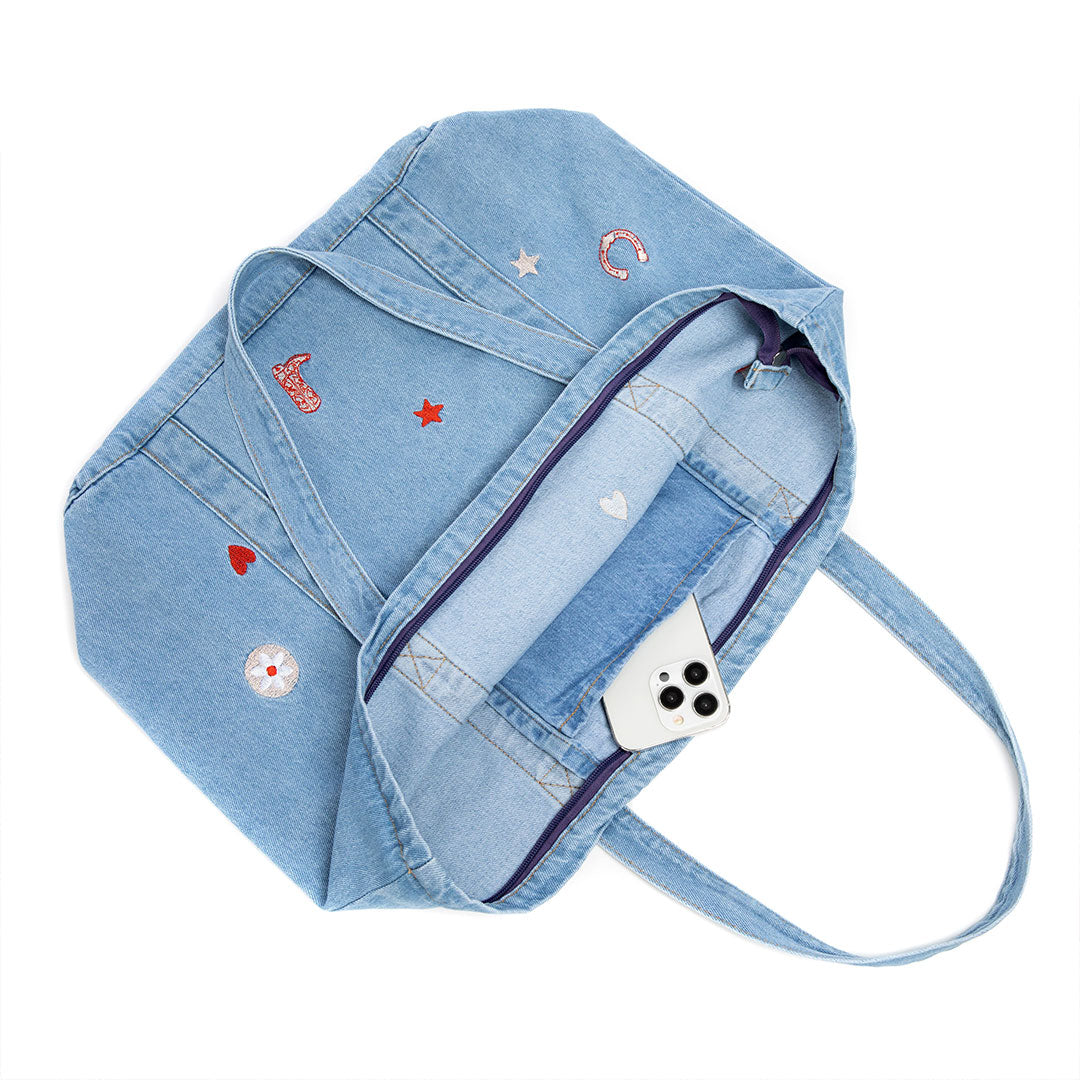 Patchwork Icon Pocket Tote Bag