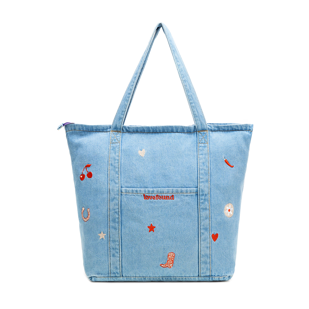Patchwork Icon Pocket Tote Bag