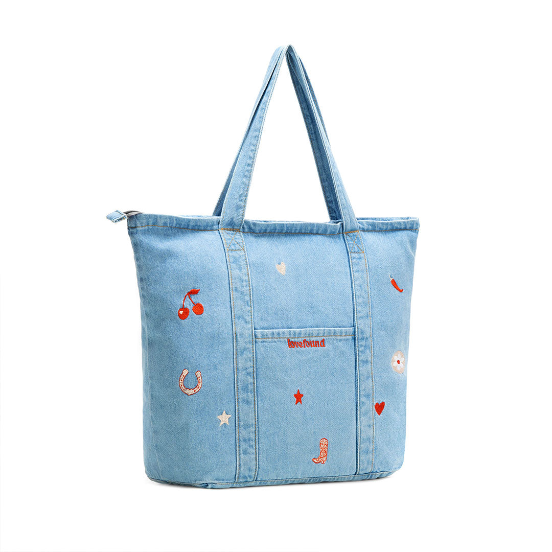 Patchwork Icon Pocket Tote Bag
