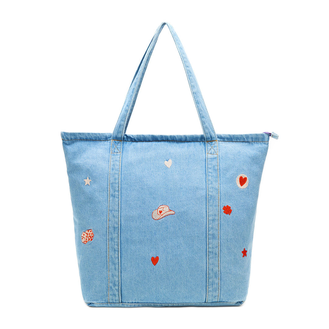 Patchwork Icon Pocket Tote Bag