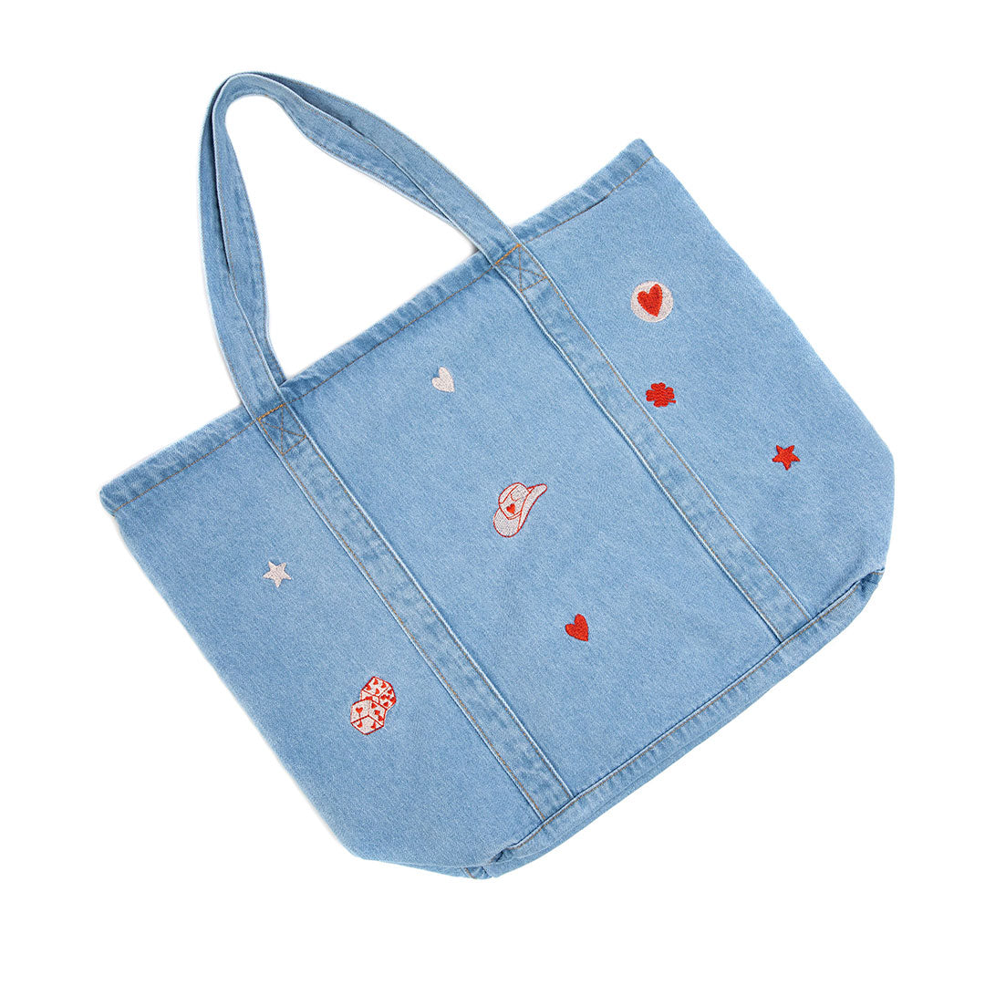 Patchwork Icon Pocket Tote Bag