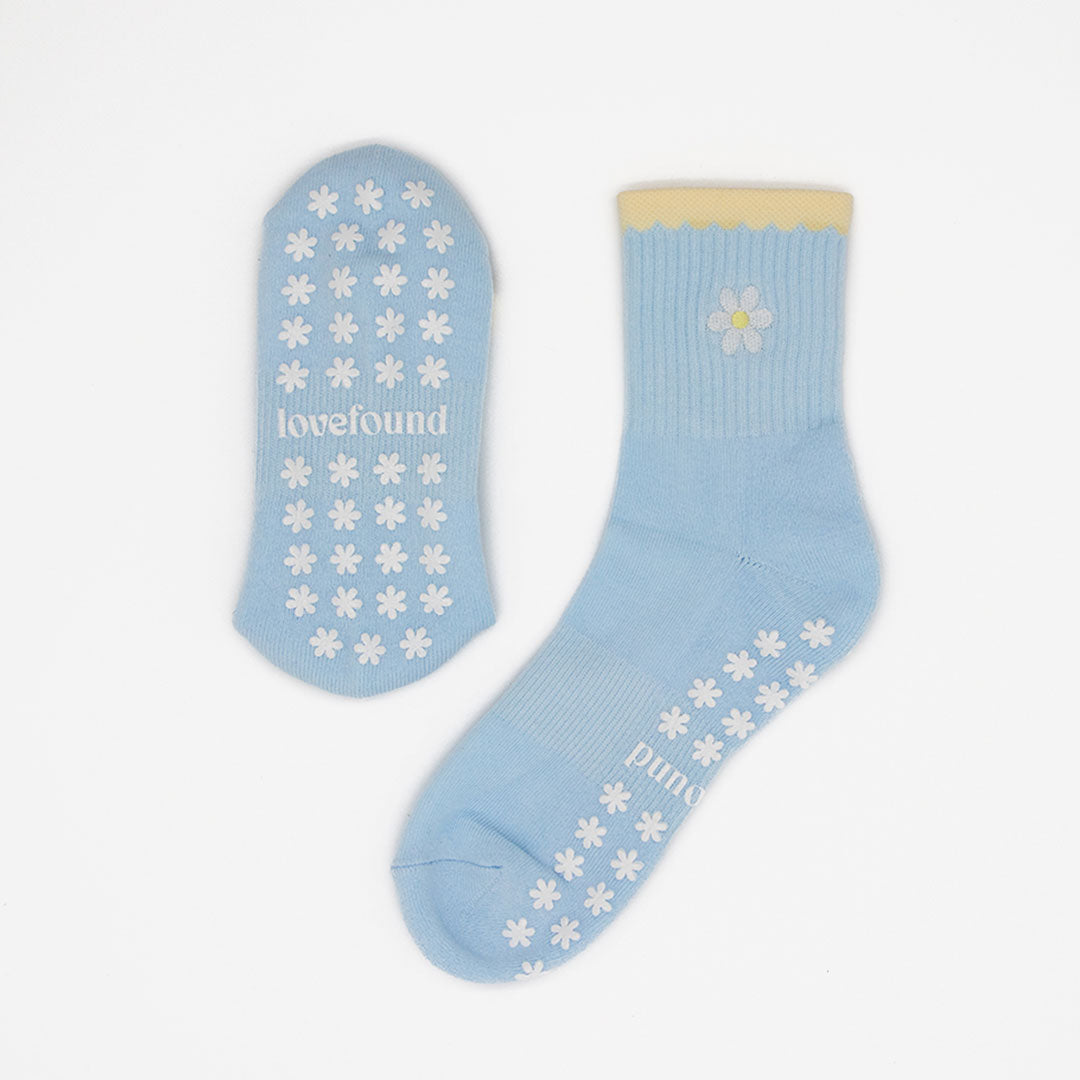 Pilates Grip Socks - Daisy Scallop