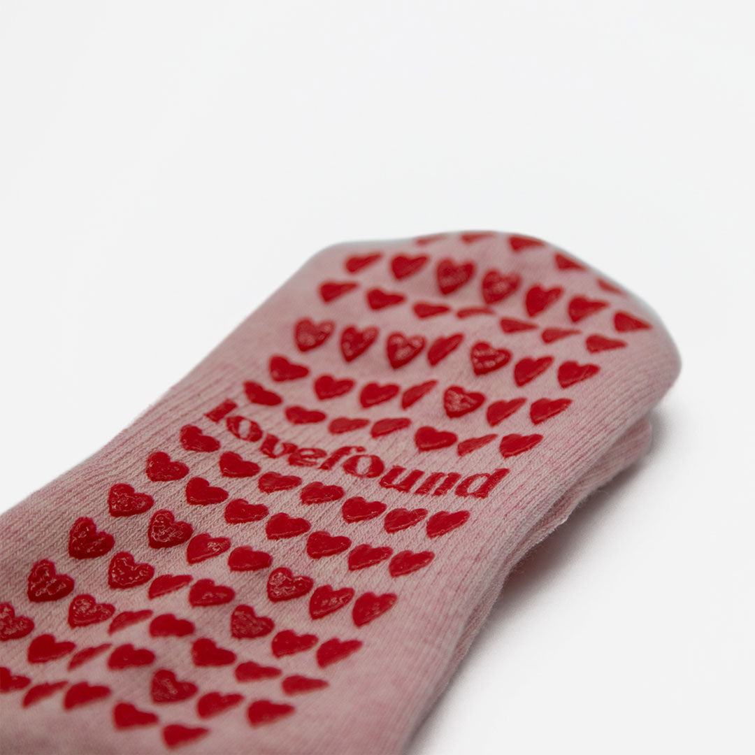 Pilates Grip Socks - Pink Heart Marle