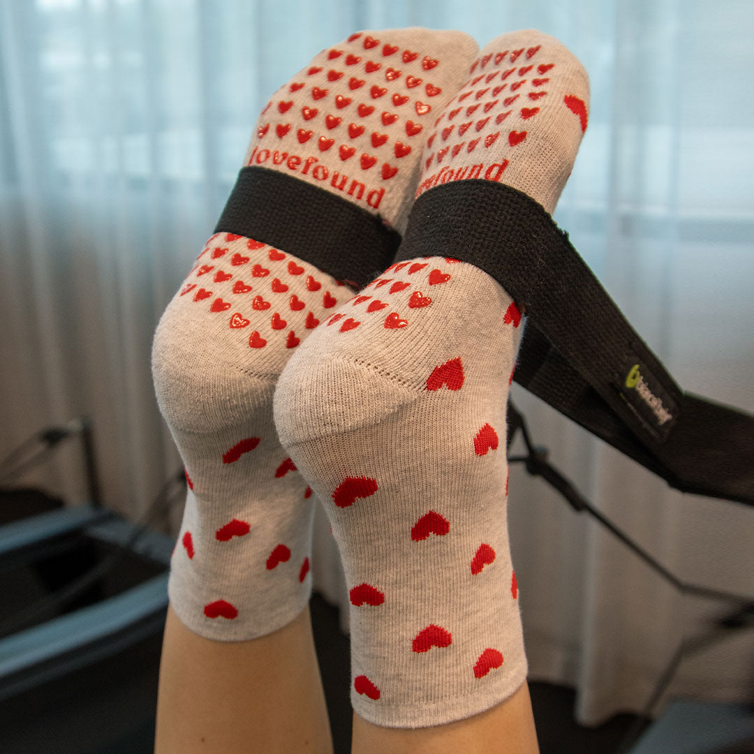 Pilates Grip Socks - Love Heart Marle