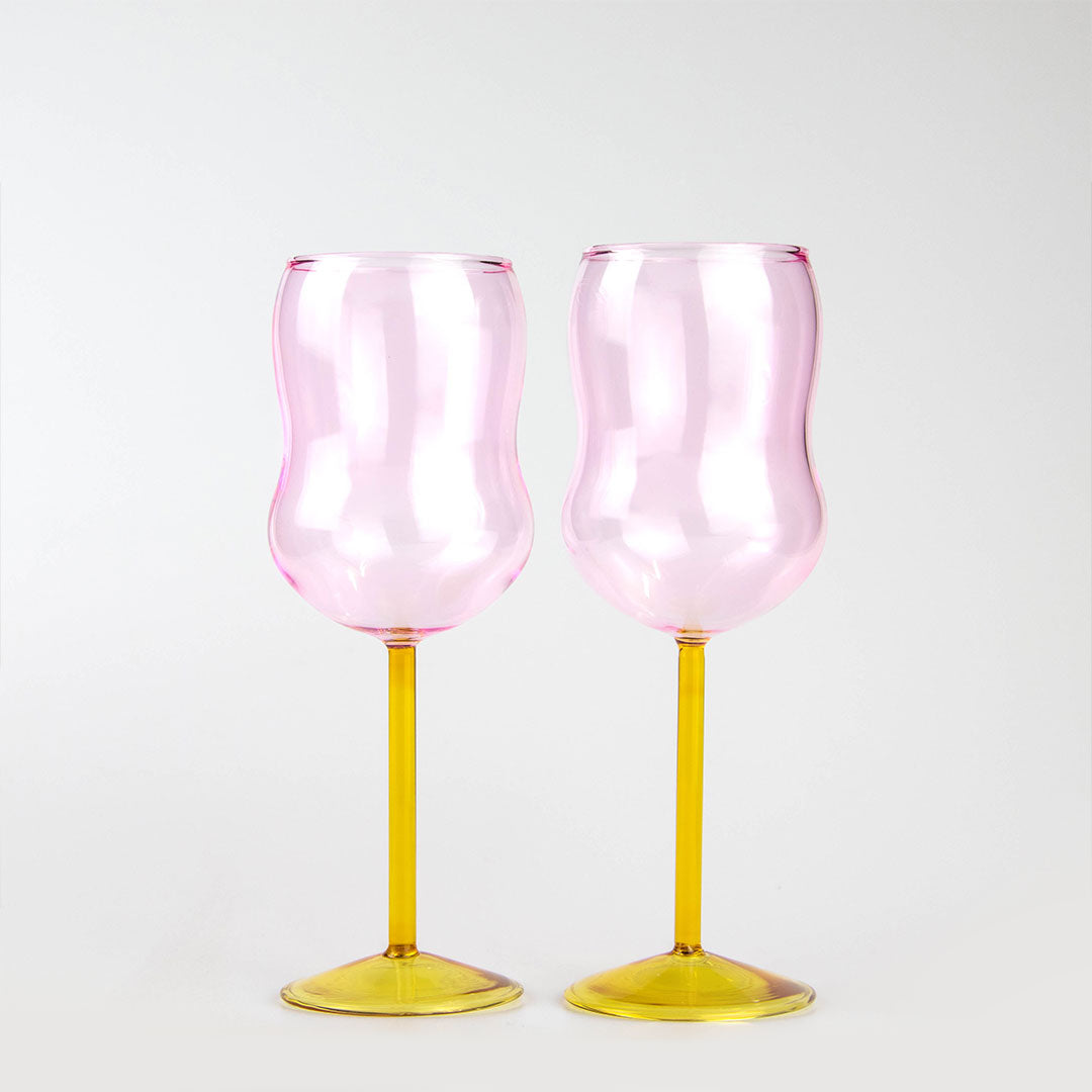 Curvy Wine Glass - Pink