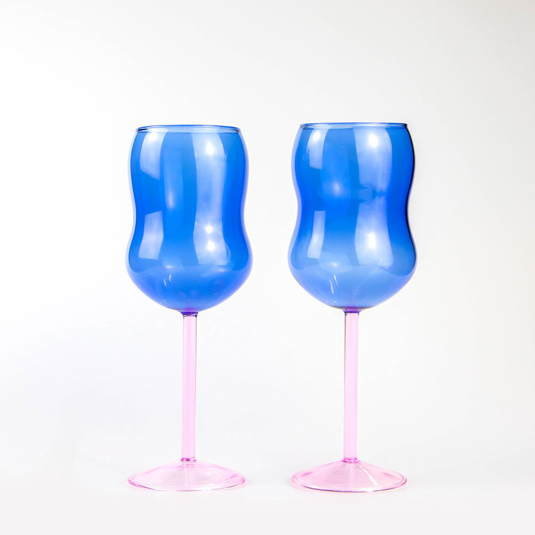 Curvy Wine Glass - Blue