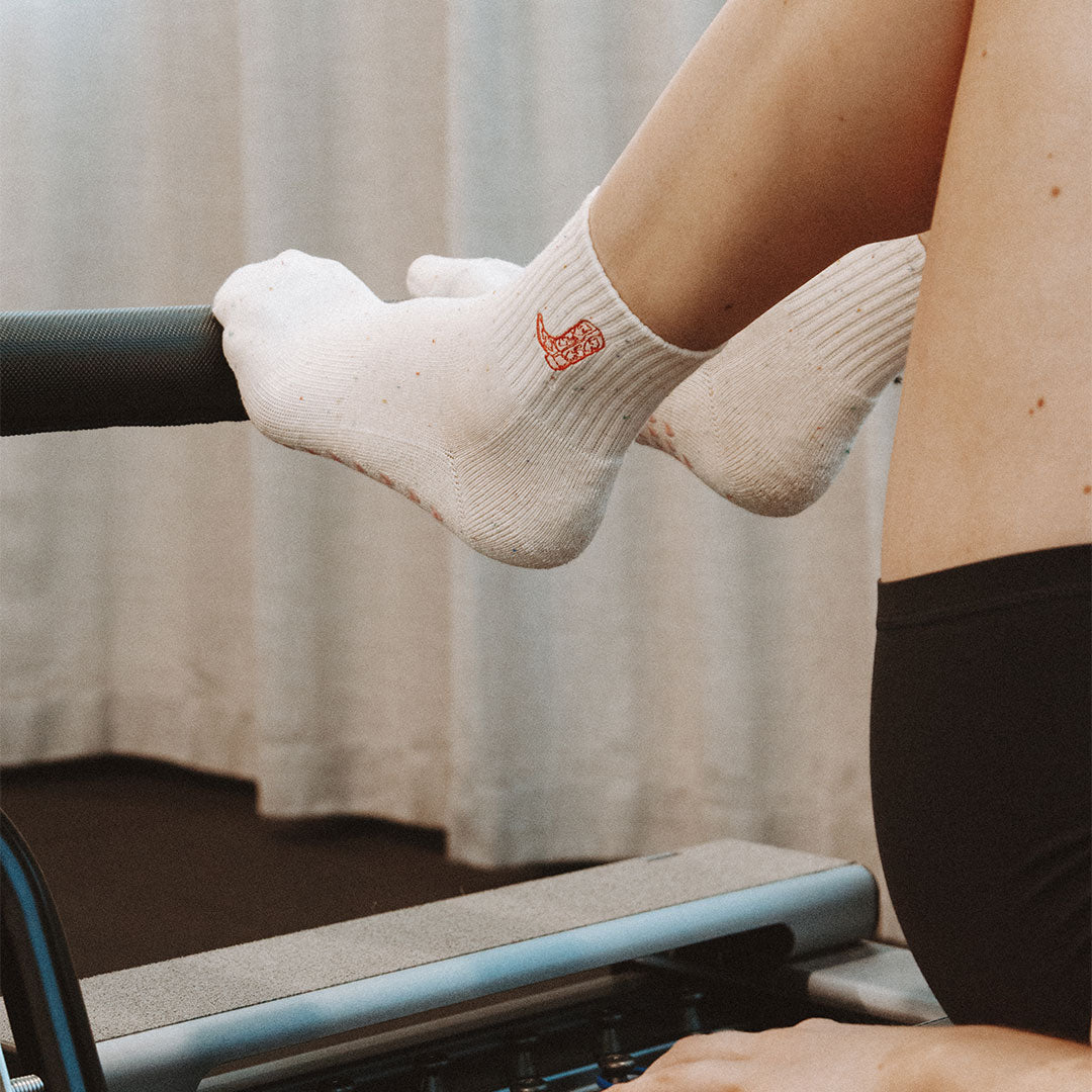 Pilates Grip Socks - Cowboy Boot Speckle