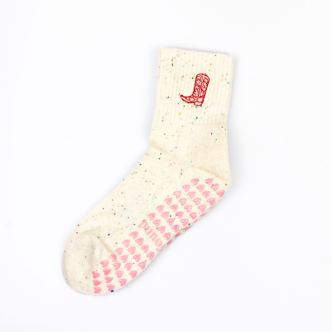 Pilates Grip Socks - Cowboy Boot Speckle