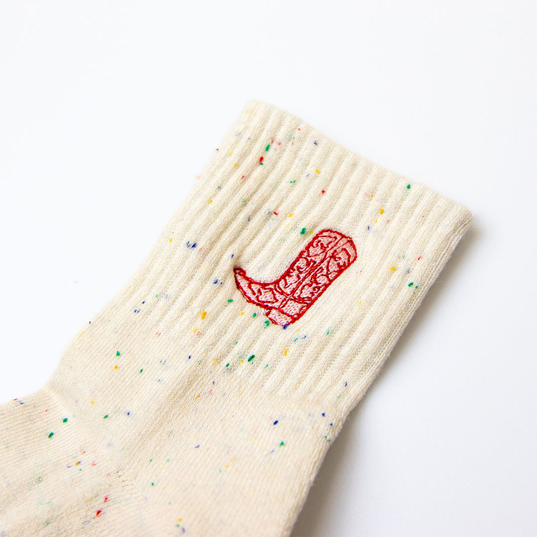 Pilates Grip Socks - Cowboy Boot Speckle