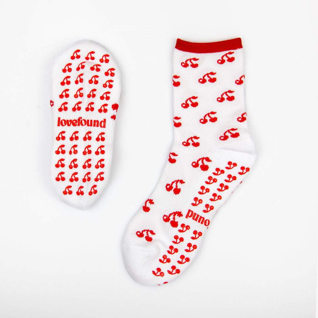 Pilates Grip Socks - Cherry Pie