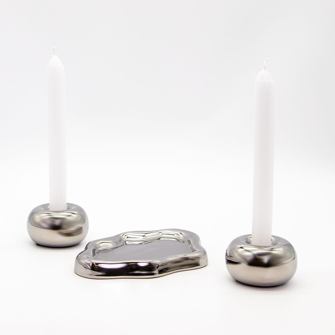 Chrome Candlestick Holders (2 Pack)