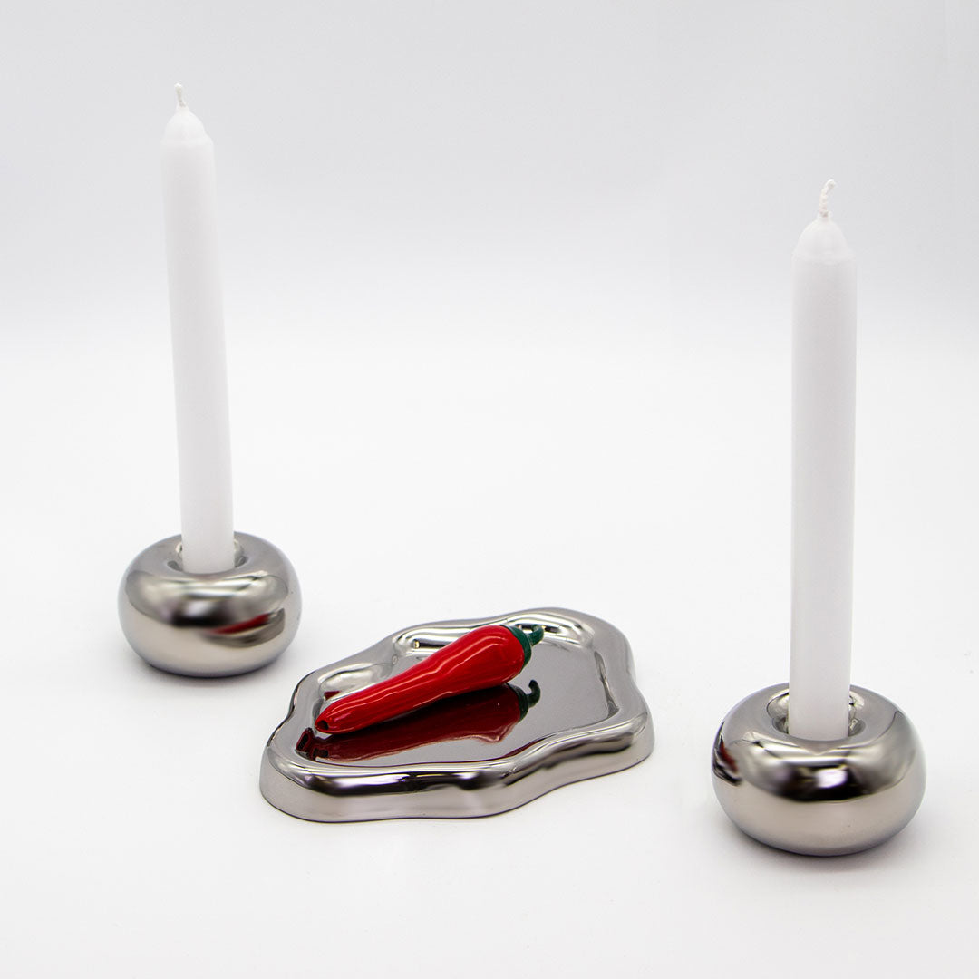 Chrome Candlestick Holders (2 Pack)