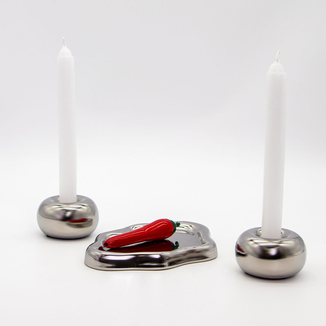Chrome Candlestick Holders (2 Pack)