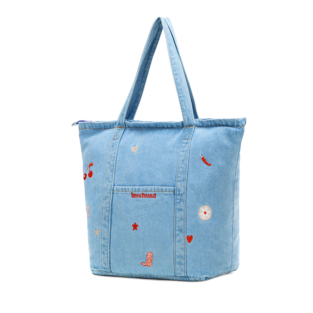 Patchwork Icon Pocket Tote Bag