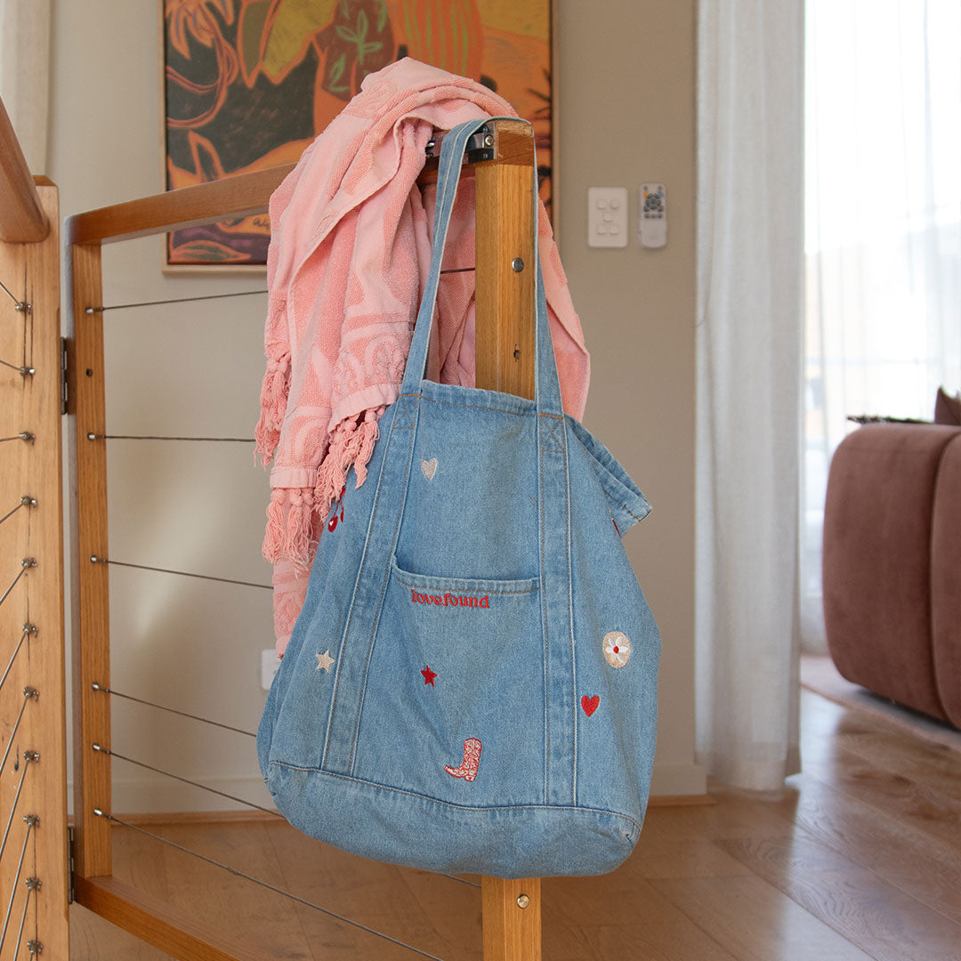 Patchwork Icon Pocket Tote Bag