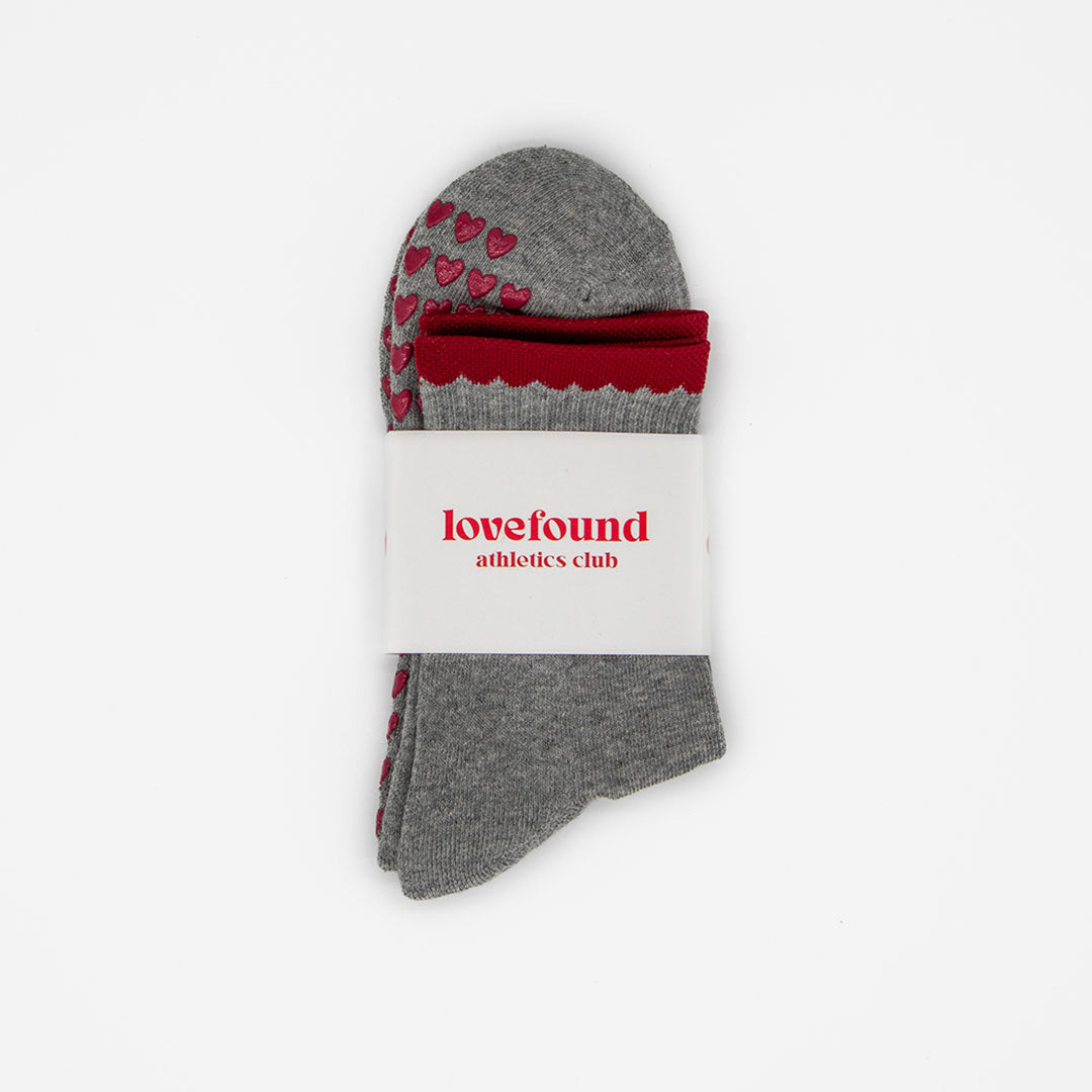 Pilates Grip Socks - Burgundy Scallop