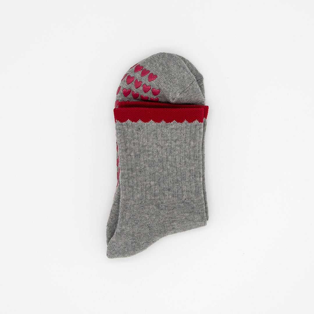 Pilates Grip Socks - Burgundy Scallop