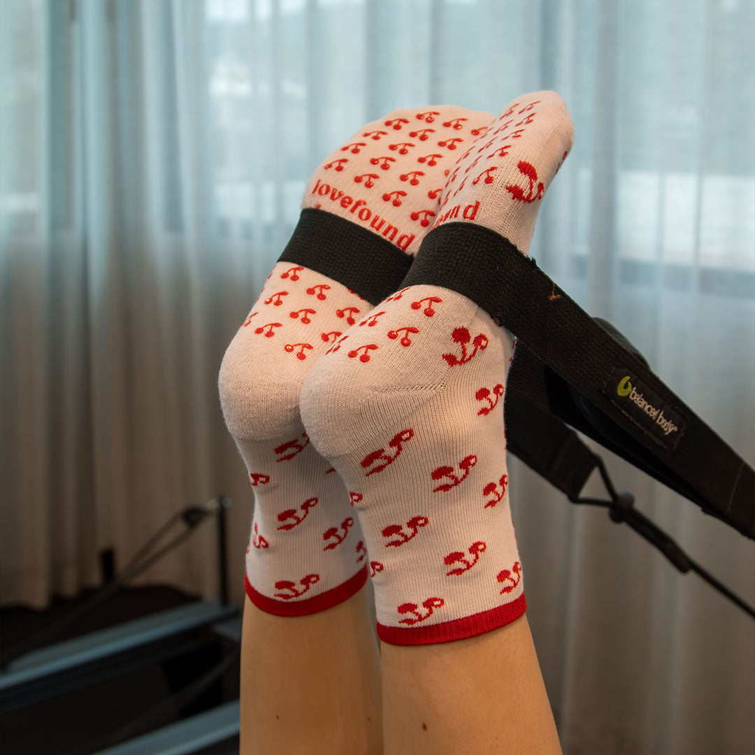 Pilates Grip Socks - Cherry Pie