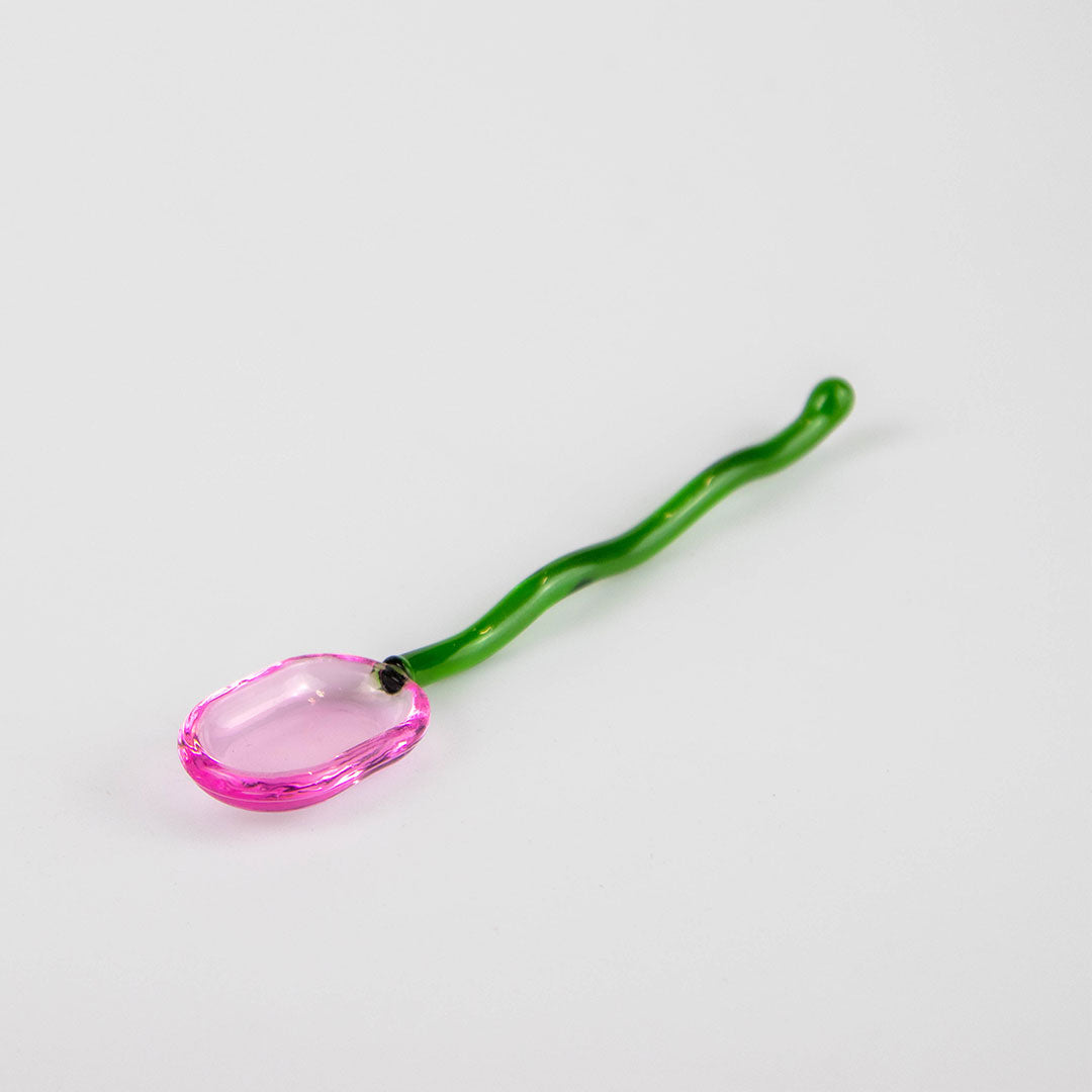 Glass Squiggle Spoon - Pink