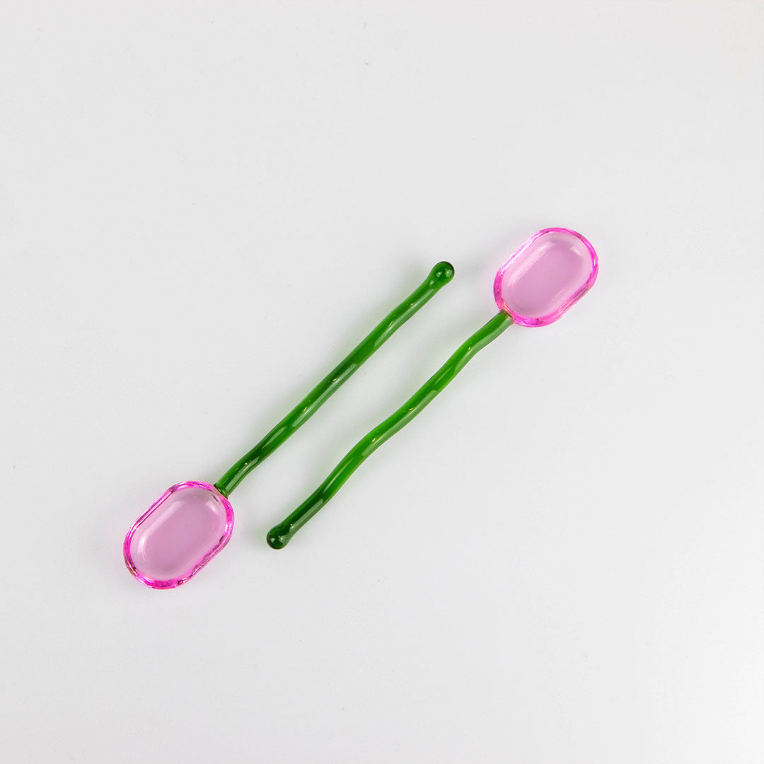 Glass Squiggle Spoon - Pink