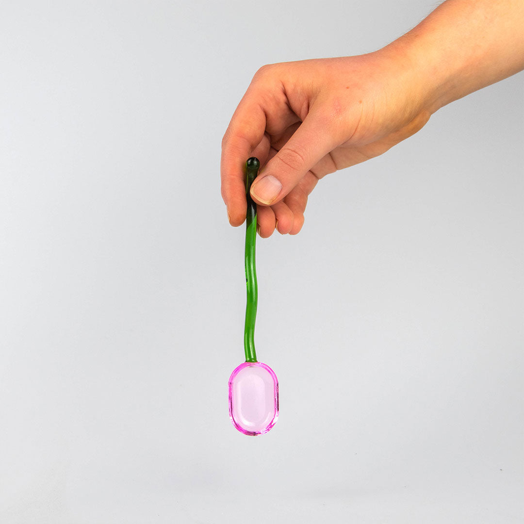 Glass Squiggle Spoon - Pink