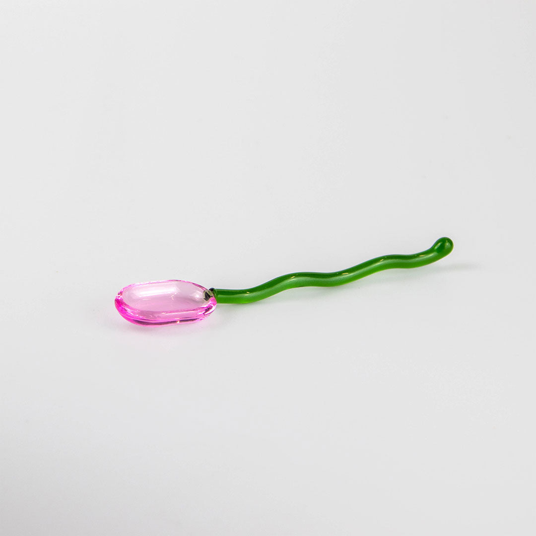 Glass Squiggle Spoon - Pink