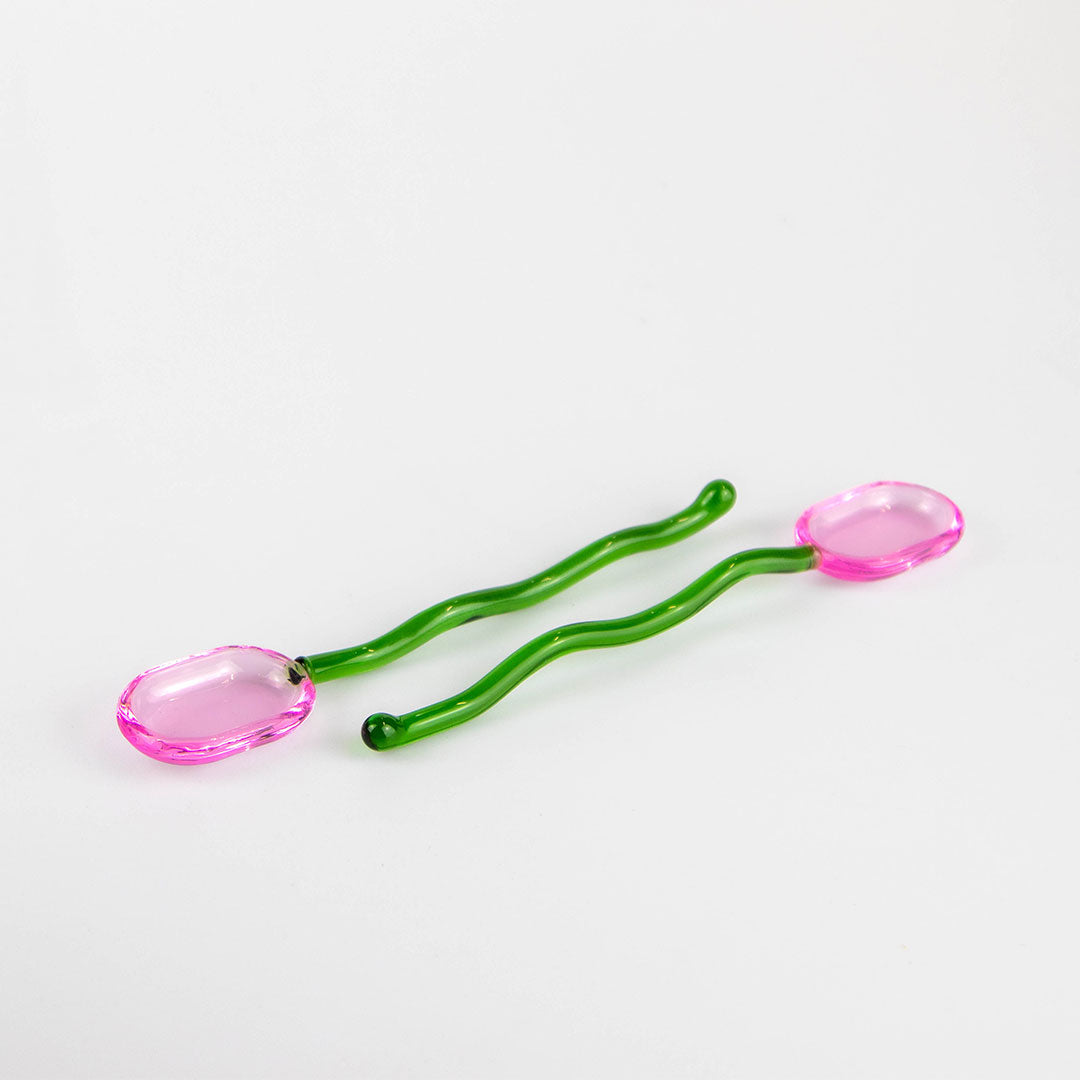 Glass Squiggle Spoon - Pink
