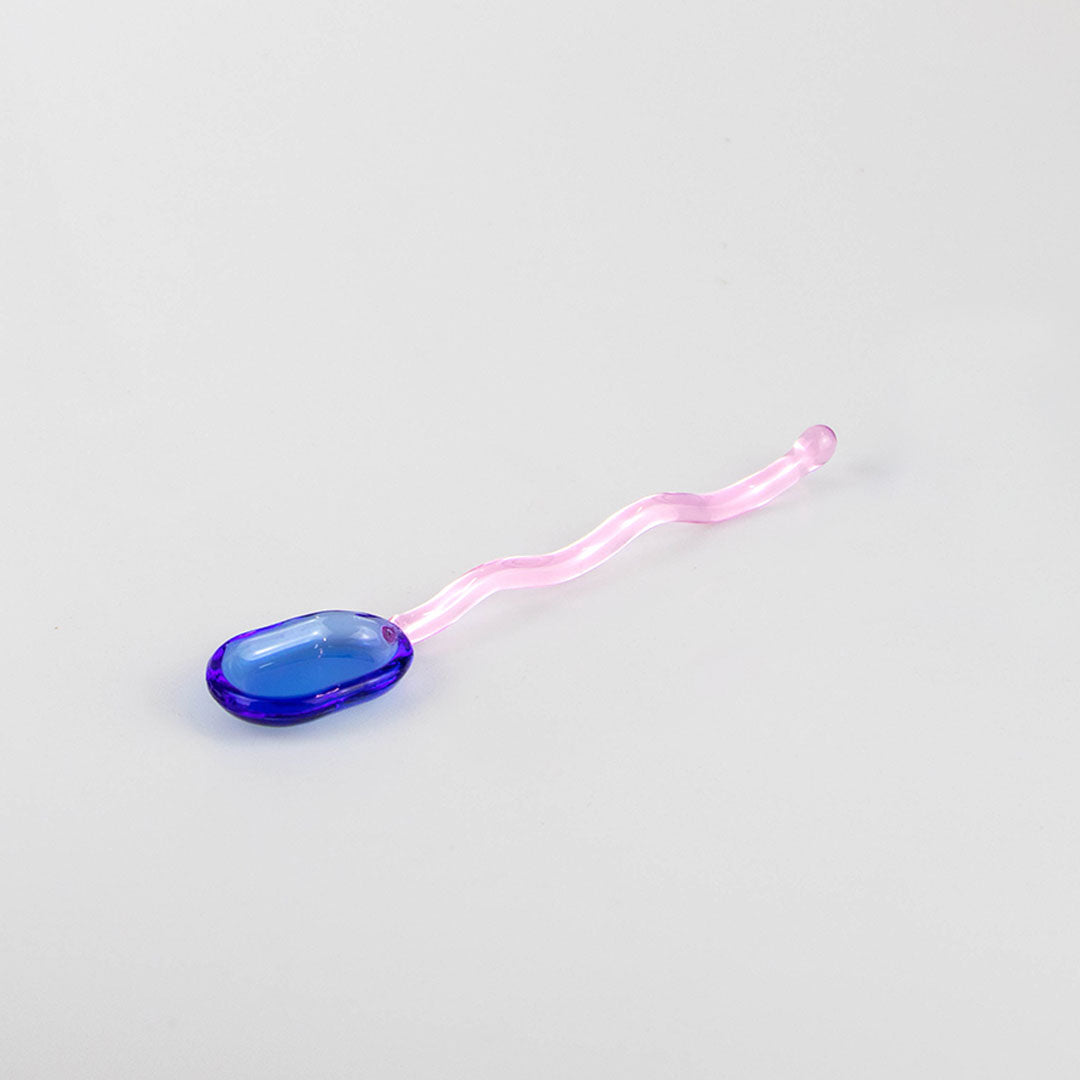 Glass Squiggle Spoon - Blue