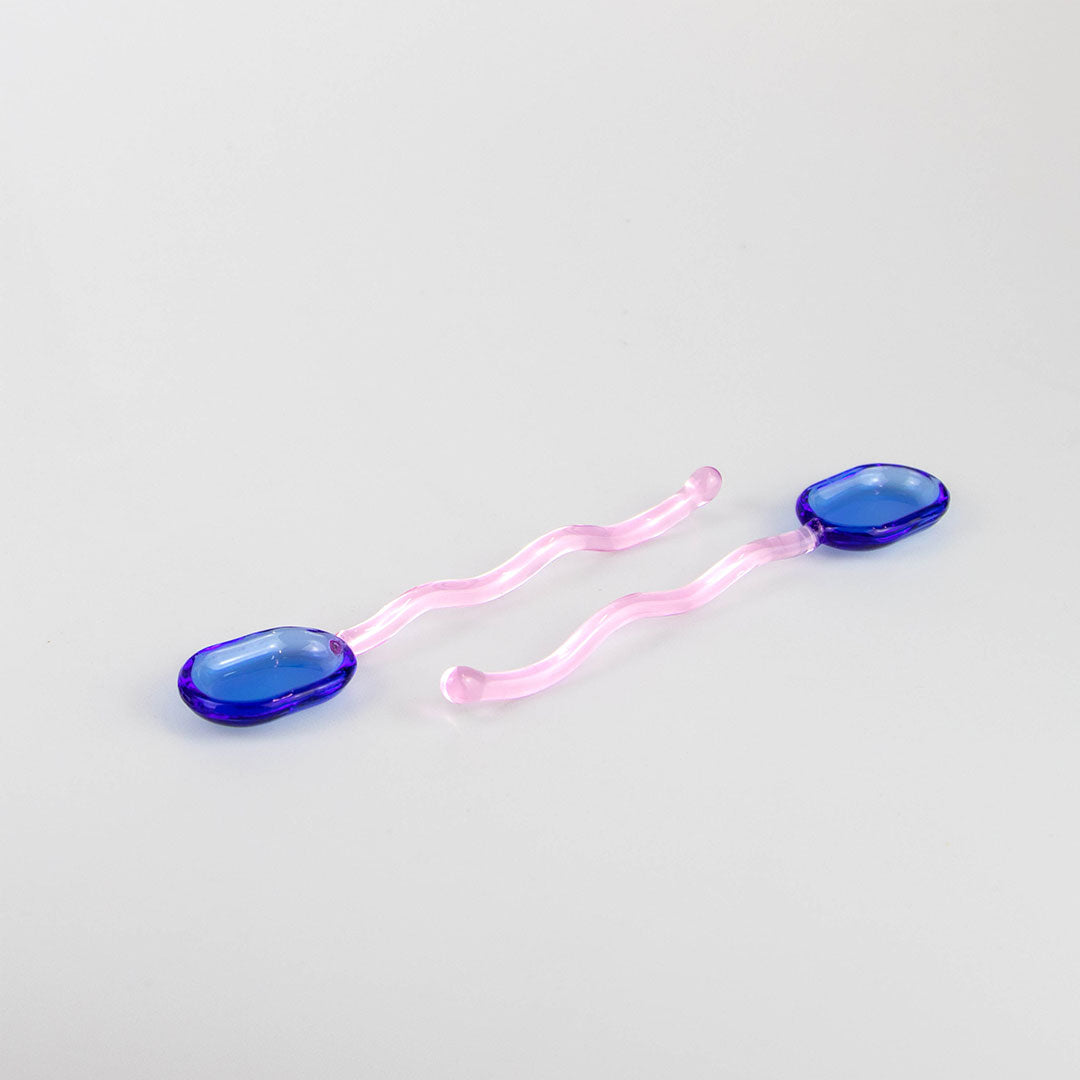 Glass Squiggle Spoon - Blue