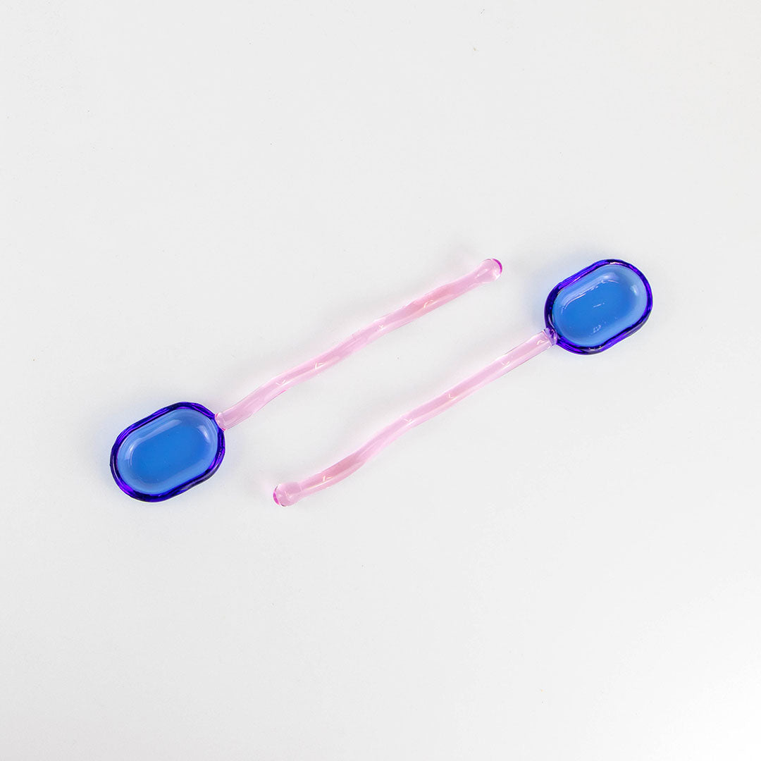 Glass Squiggle Spoon - Blue